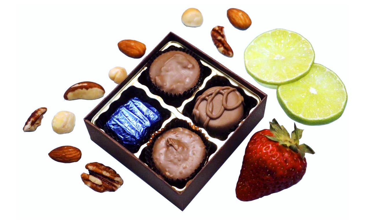 4 Piece Box of Florence's Hand-made Assorted Chocolates.  Milk, dark, or mix of milk & dark chocolate