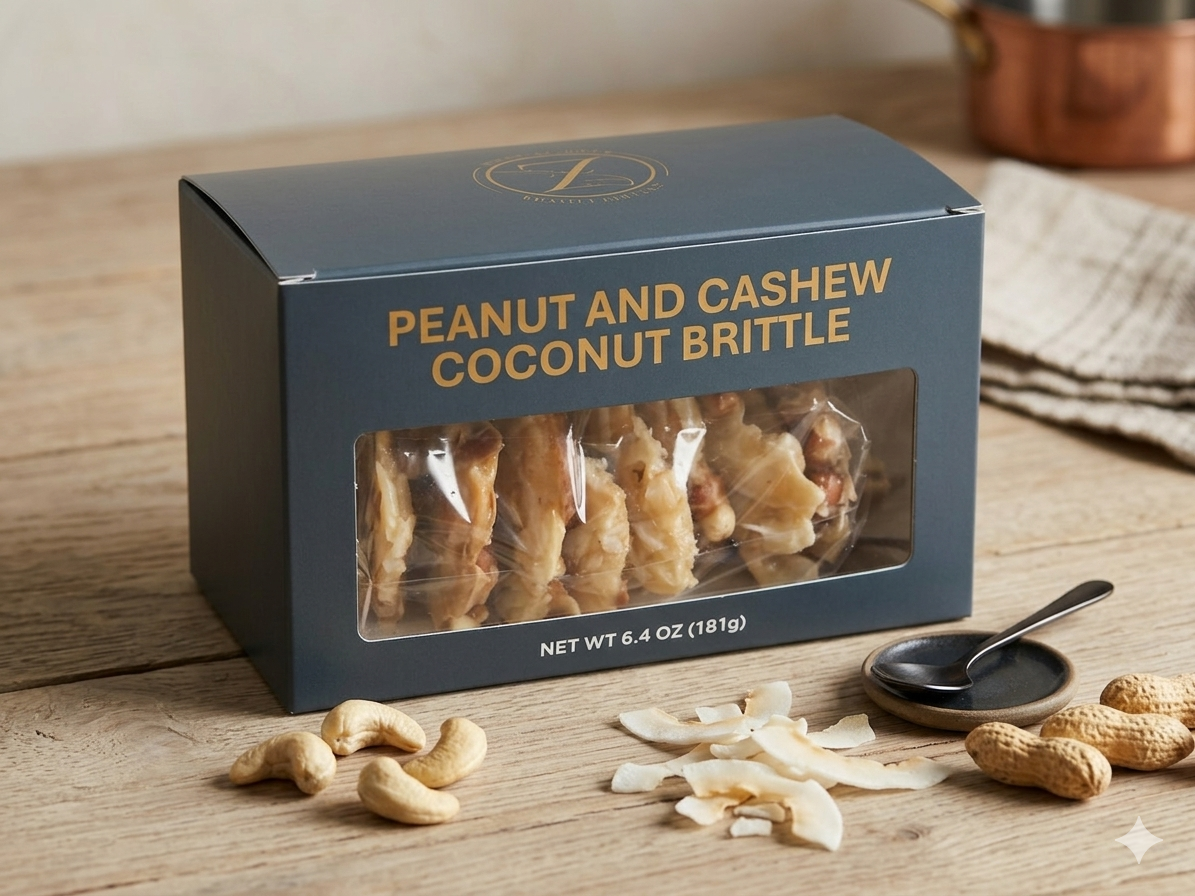 Peanut and Cashew Coconut Brittle