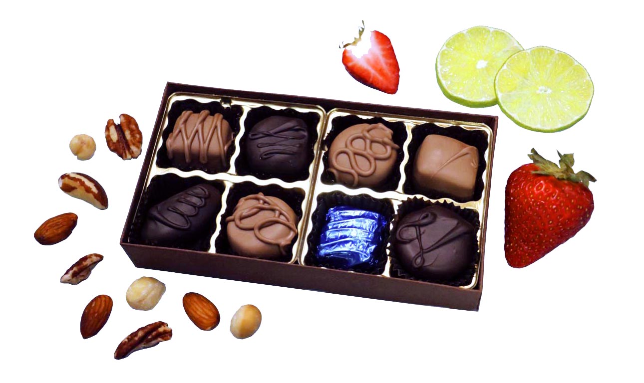 8 Piece Box of Florence's Hand-made Assorted Chocolates.  Milk, dark, or mix of milk & dark chocolate