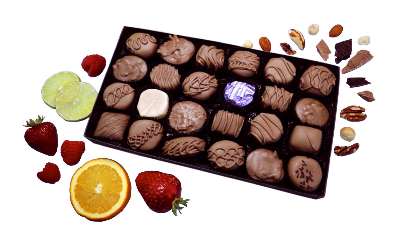 24 Piece Box of Florence's Hand-made Assorted Chocolates.  Milk, dark, or mix of milk & dark chocolate